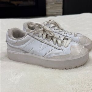 New Balance Women's Cream and White Sneakers